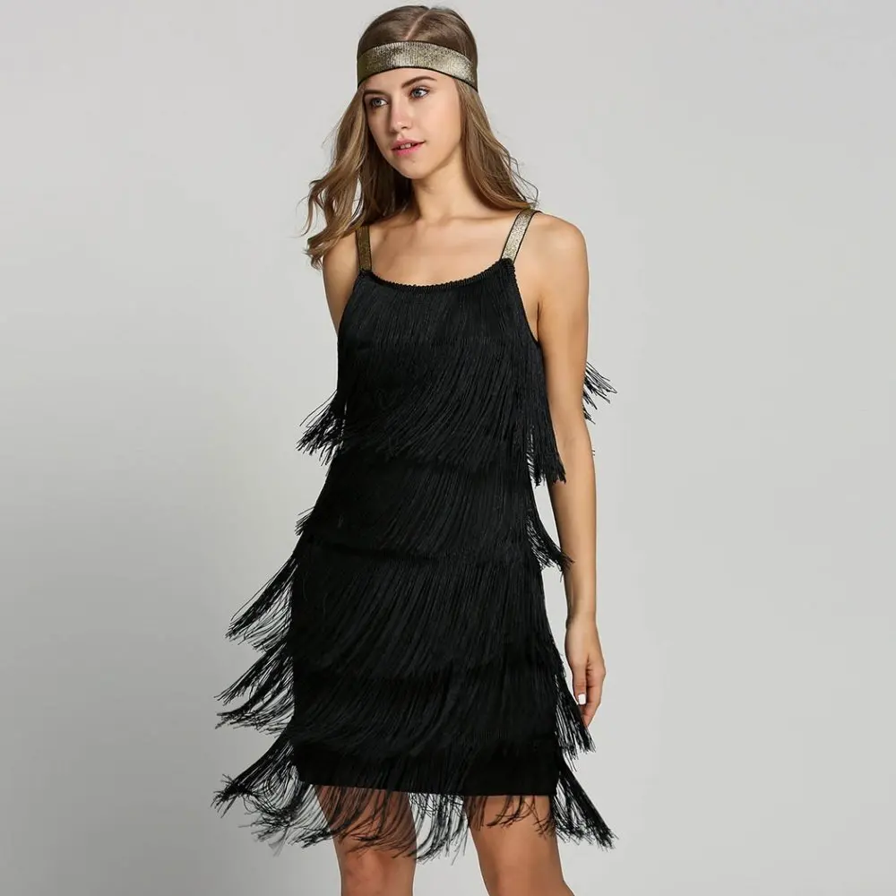 

Vintage Vestidos 1920s Girls Fancy Dress Dress Clothing Suspender Fringe Swing Party Mini Dress Women Summer Fashion Dresses
