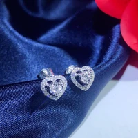 new chic heart shaped stud earrings aaa white cubic zirconia daily wear exquisite versatile women earrings statement jewelry