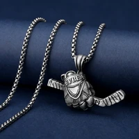 new puck hockey stick pendant necklace for men women titanium steel drop choker high quality fashion neck jewelry collier homme