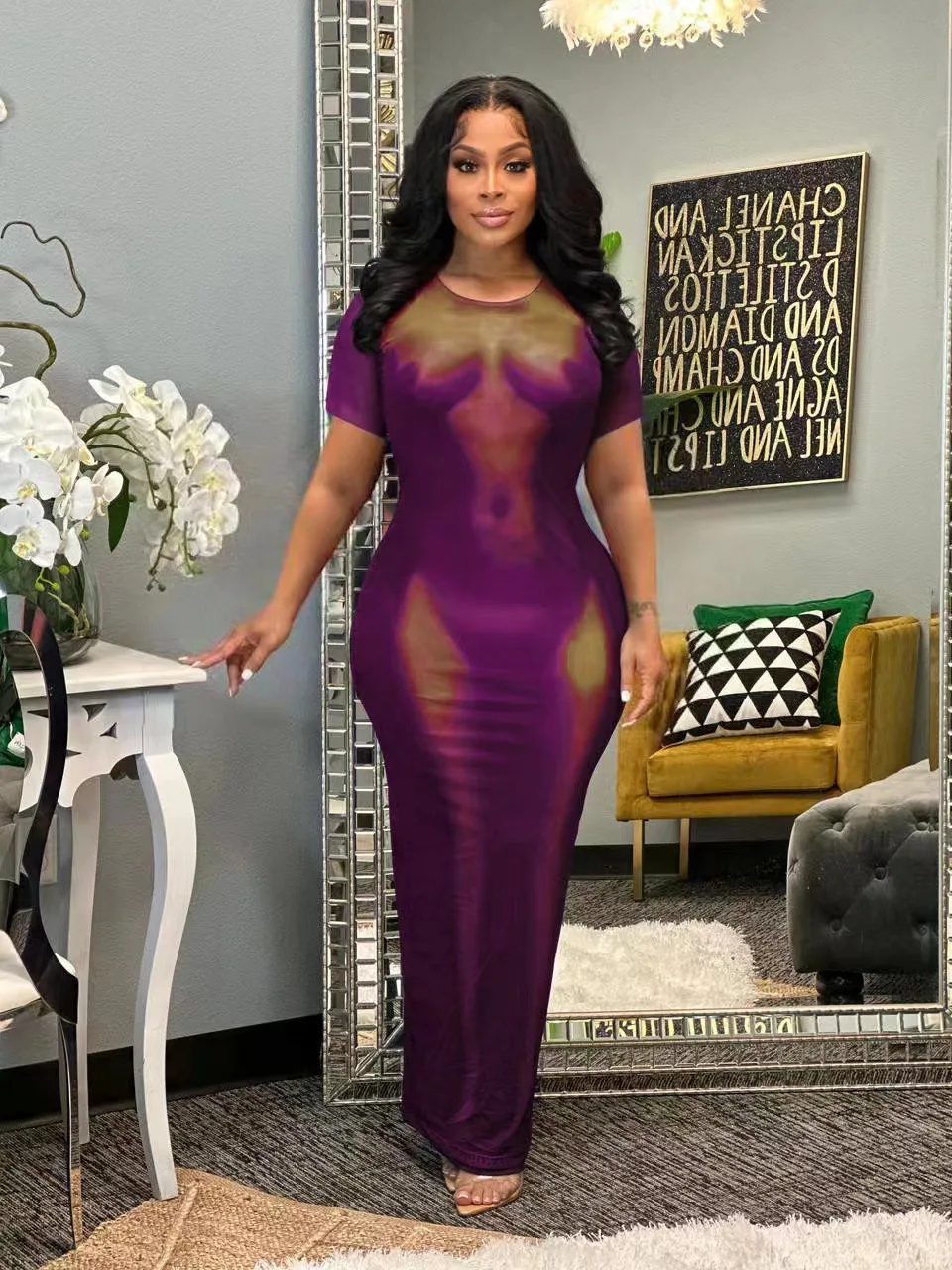 

Summer Print Short Sleeve Dresses For Women 2023 Elegant Sexy Maxi Dress Women Elegant Fashion Night Club Party Dresses