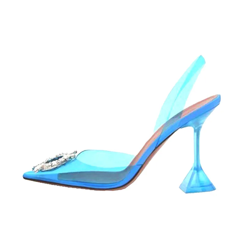 

Женские туфли-лодочки, элегантная Свадебная обувь с острым носком, прозрачные туфли-лодочки с ремешком на пятке, сандалии