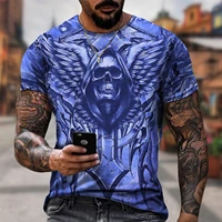 2022 new fashion summer horror skull 3d print mens t shirt o neck short sleeve casual male t shirt harajuku men clothing