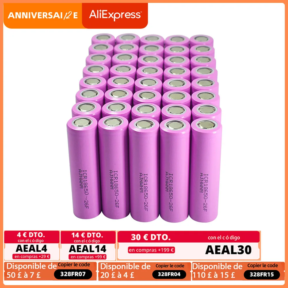 

AJNWNM 18650 2600mAh battery 18650 3.7V Lithium Rechargeable Battery for Flashlight