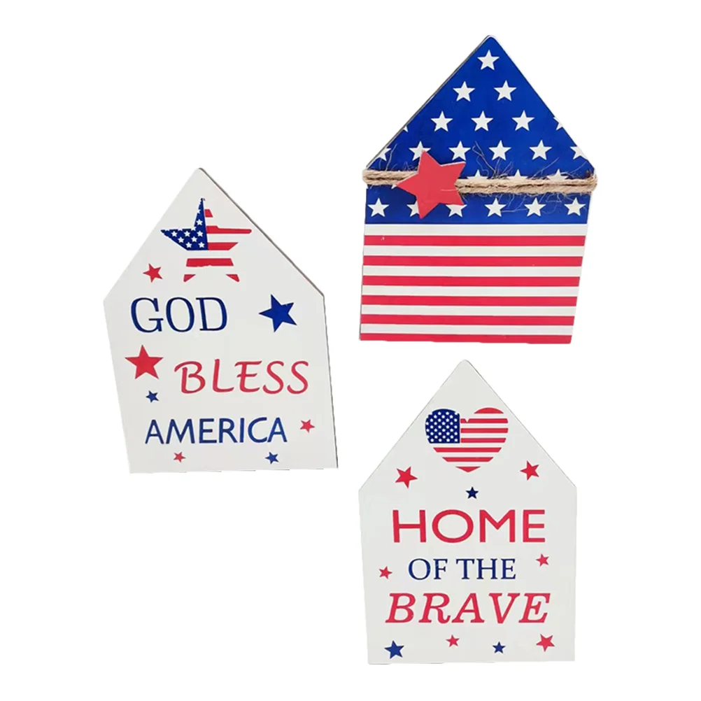 

Патриотические украшения, 3 шт., деревянные украшения ко Дню независимости, деревянные поделки