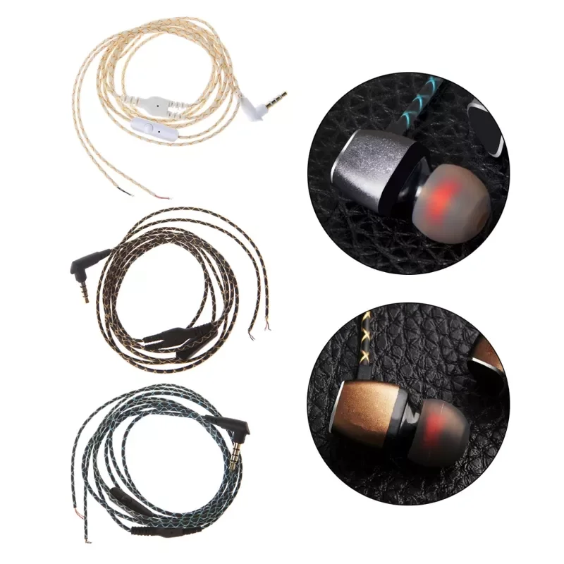 

3.5mm Bended Earphone Maintenance Wire DIY Headphone Replacement Cord With Mic