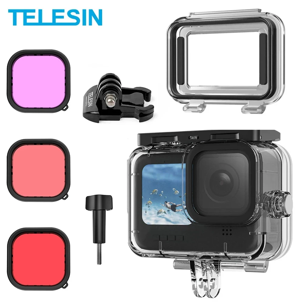 Водонепроницаемый чехол TELESIN противотуманный для подводного закаленного стекла