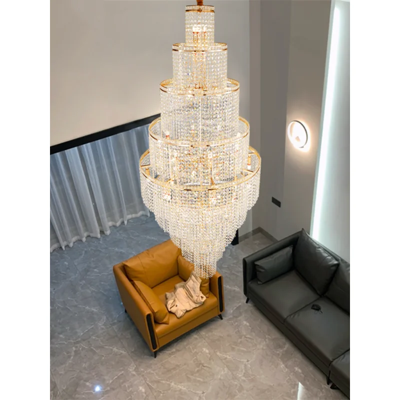 

Pendant Lamp Led Art Chandelier Light New Design Large Decorative High Ceiling Living Staircase Modern Luxury Quality Crystal