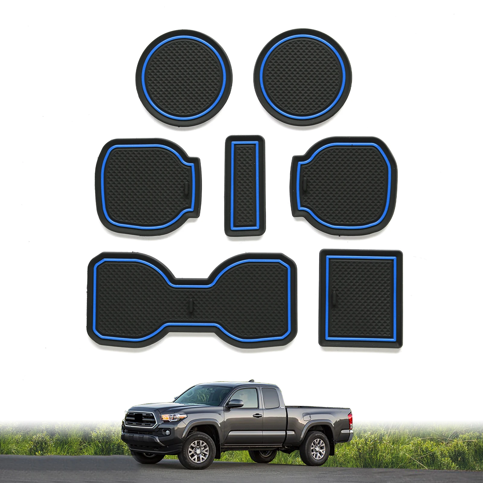 

for Toyota Tacoma Anti-Slip Gate Slot Cup Mat Non-Slip Door Groove Pad Car Interior Accessories 7Pcs/Set