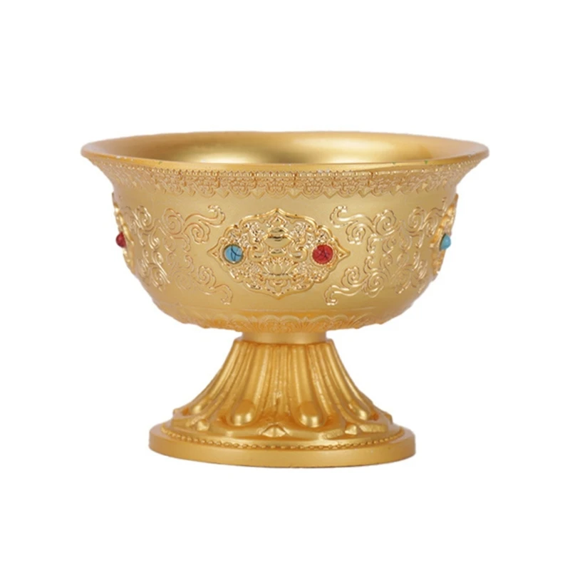 

Water Cup for Buddha Eight Auspicious Bowls Gilded Gold Copper Bowl Buddhist Ornaments Holy Water Cup Buddhist Temple E65B
