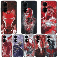 marvel hero oil painting phone case for huawei p50 p40 p30 p20 10 9 8 lite e pro plus black etui coque painting hoesjes comic fa