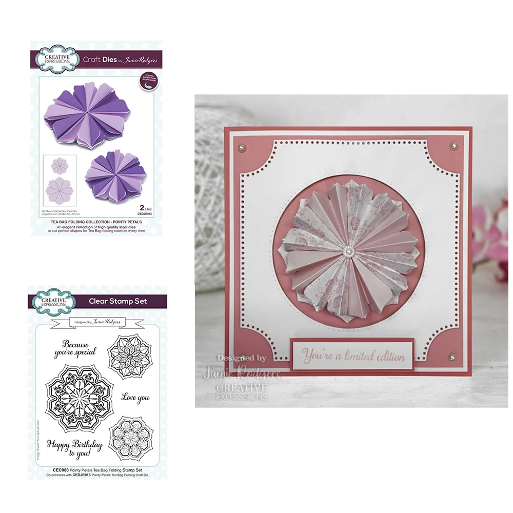 

2022 Tea Bag Folding Pointy Petals Metal Cutting Dies Scrapbook Craft Decorate Embossing Molds Make Diy Greeting Card Stamps Set