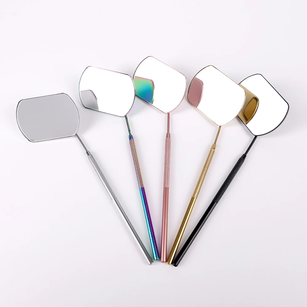 

Stainless Steel Grafting Eyelash Mirror Long Handle Large Makeup Mirror Magnifying Checking False Eyelash Extension Beauty Tools