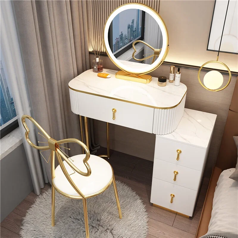 

Nordic Luxury Dressers Makeup Mirrors Led Storage Cabinet Dressers Drawer Cosmetics Tavolo Trucco Con Specchio Home Furniture