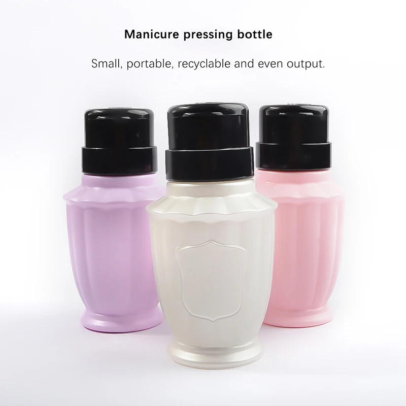 

Portable Travel Refillable Bottle Empty Plastic Nail Polish Remover Alcohol Liquid Press Pumping Dispenser Bottle
