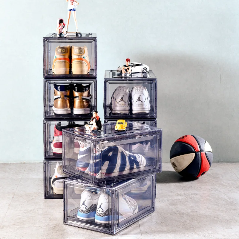 Органайзер для обуви прозрачная коробка хранения кроссовок стеллаж в сборе