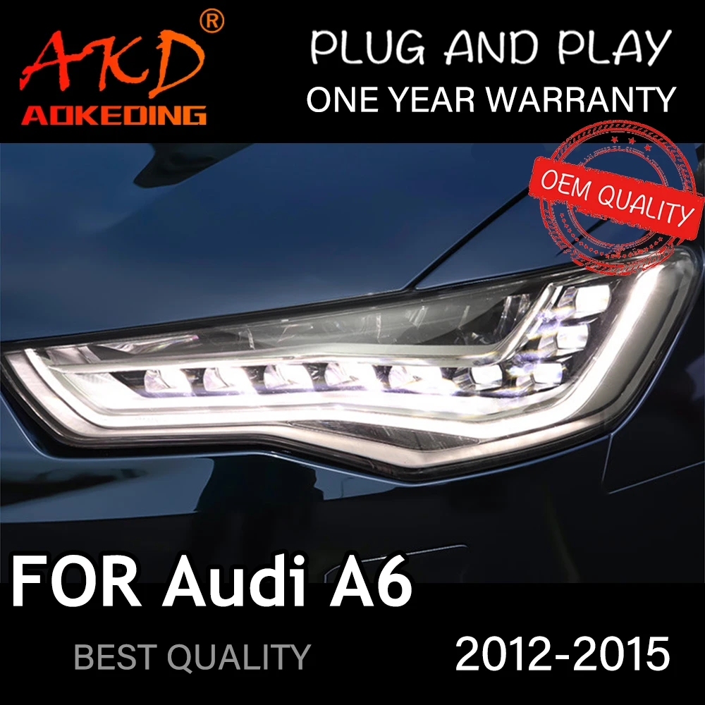 

Headlight For AUDI A6 2012-2015 Car автомобильные товары LED DRL Hella Xenon Lens Hella Hid H7 AUDI A6L Car Accessories