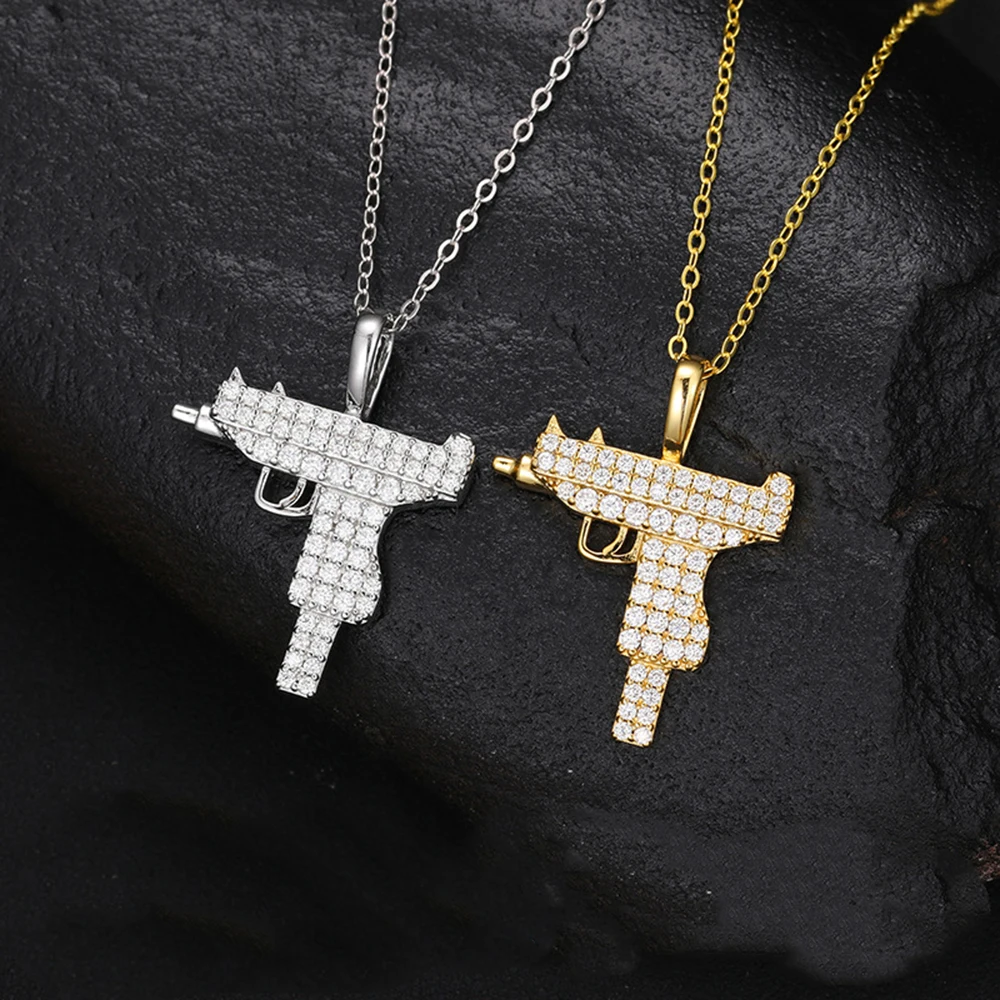 Gun Shape Moissanite Necklaces for Women S925 Silver Pendant Men Hip Hop Jewelry Pass Diamonds Tester With GRA Free Shipping