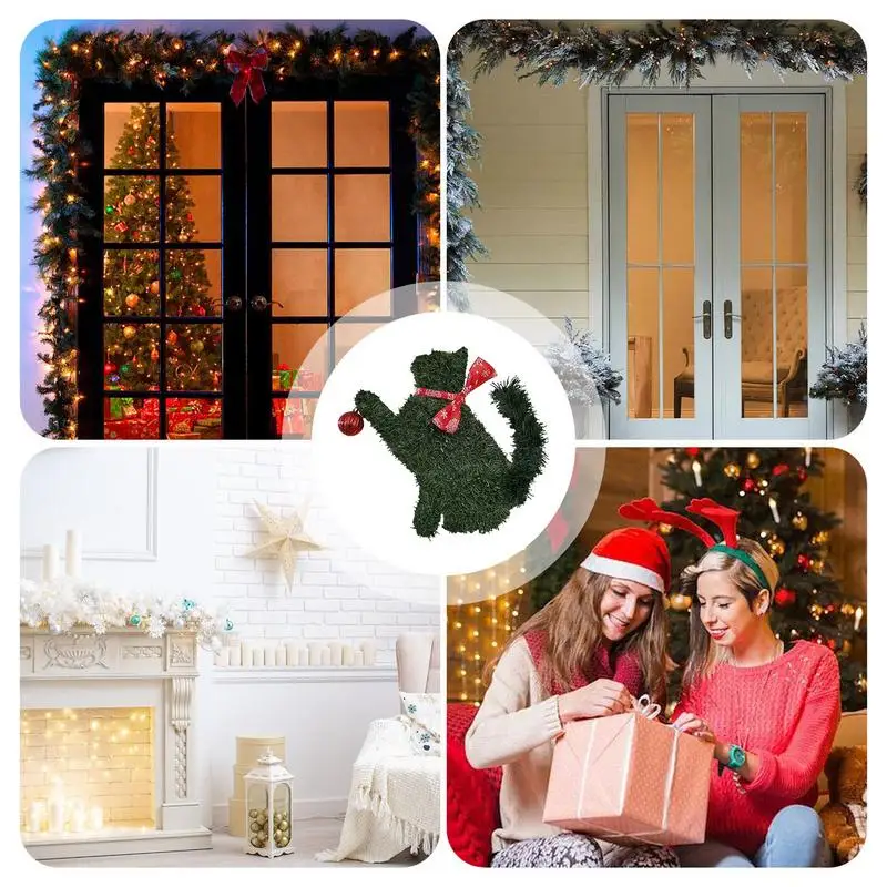 Рождественский венок с изображением кошки фермерский дом рождественский