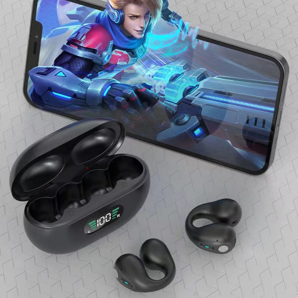 

Earphones Denoise Sports Earphones -compatible Headset Not Hurt Ear Bone Conduction Clip-on-ear Earbuds