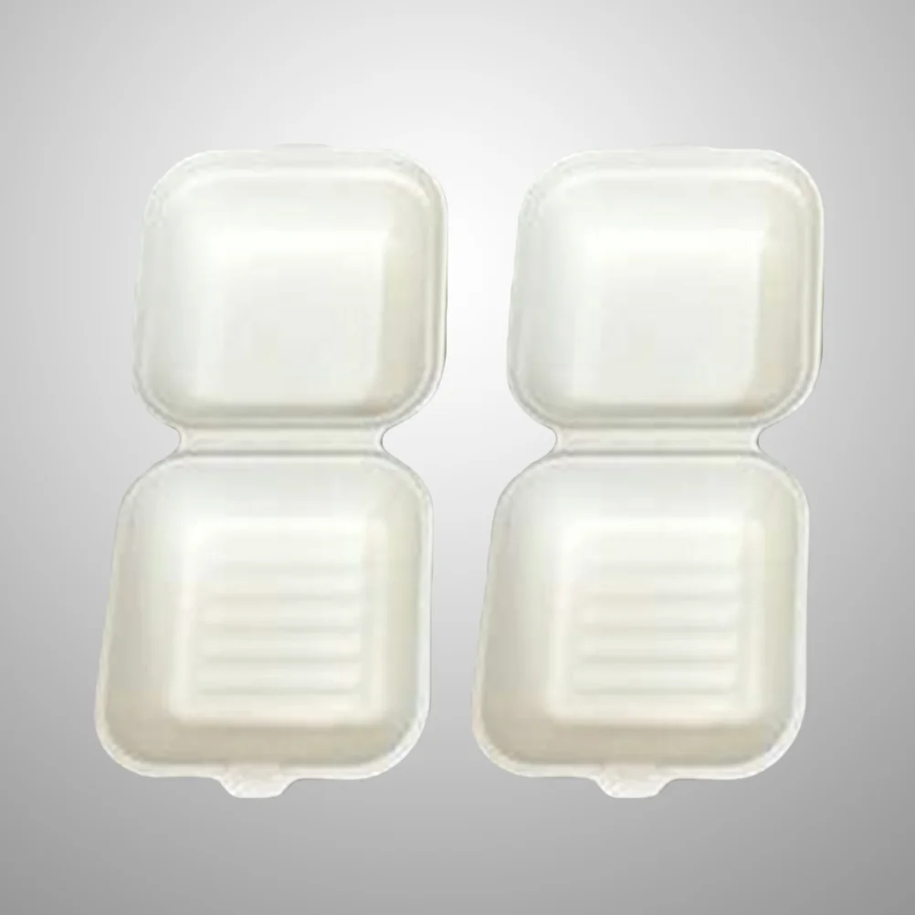 

50 Pcs Disposable Pulp Packing Boxes High Grade Take Out Boxes Fruit Boxes Carry Out Containers - 15x15x8cm (White)