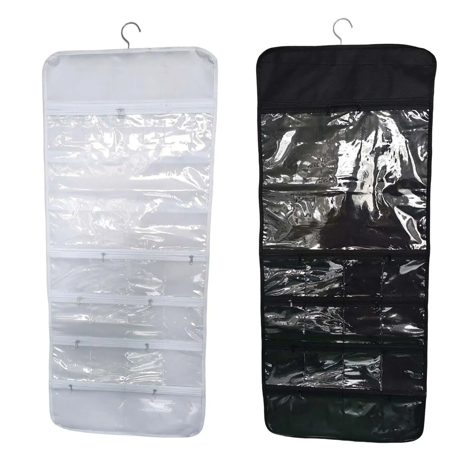 

Двухсторонний держатель для ювелирных изделий с крючком и 49 прозрачными карманами, легко подходит для дверных ручек, для спальни, шкафа