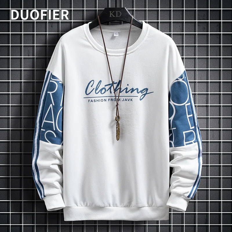 

2022 Fashion Harajuku Sweatshirts Men Spring Autumn New 4 Color Hoodie Mens Casual O-Neck Patchwork Sweatshirt for Young Black