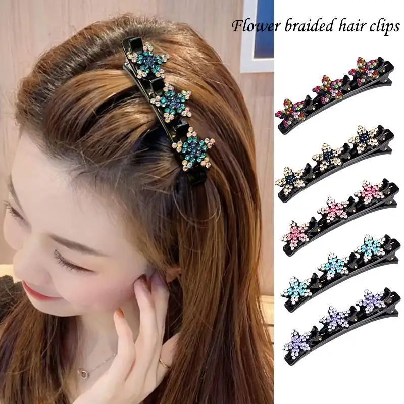 

1Pc Women Elegant Flower Pearls Braid Hairpins Sweet Hair Decorate Clips Bangs Hold Barrettes Headband Fashion Hair Accessories