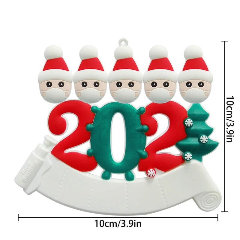 

Christmas 2021 Personalized Name Hanging Snowman Santa Pendant Quarantine Survivor Family DIY Ornament with Mask Decor