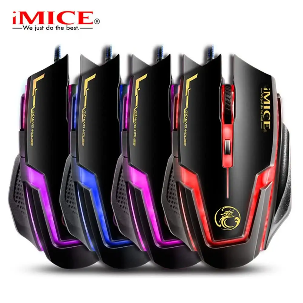 Фото Игровая мышь IMICE, проводная USB-мышь с RGB-подсветкой, эргономичная игровая мышь, Plug and Play, для ПК, ноутбуков, Windows, Mac OS №3