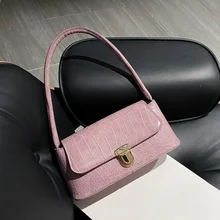 Crocodile Pattern Women Underarm Bags PU Leather Ladies Top Handle Shoulder Bag Simple Female Handbags Clutch Purse Small Tote