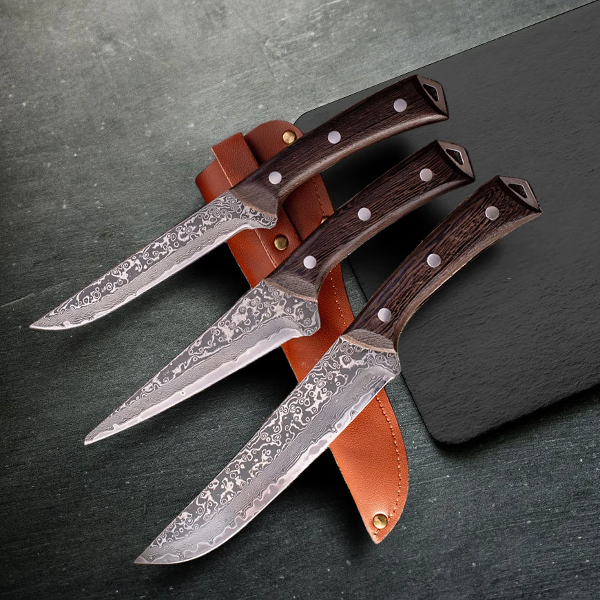 Нож для резки костей из дамасской стали VG10 67 слоев высокоуглеродистой кованый