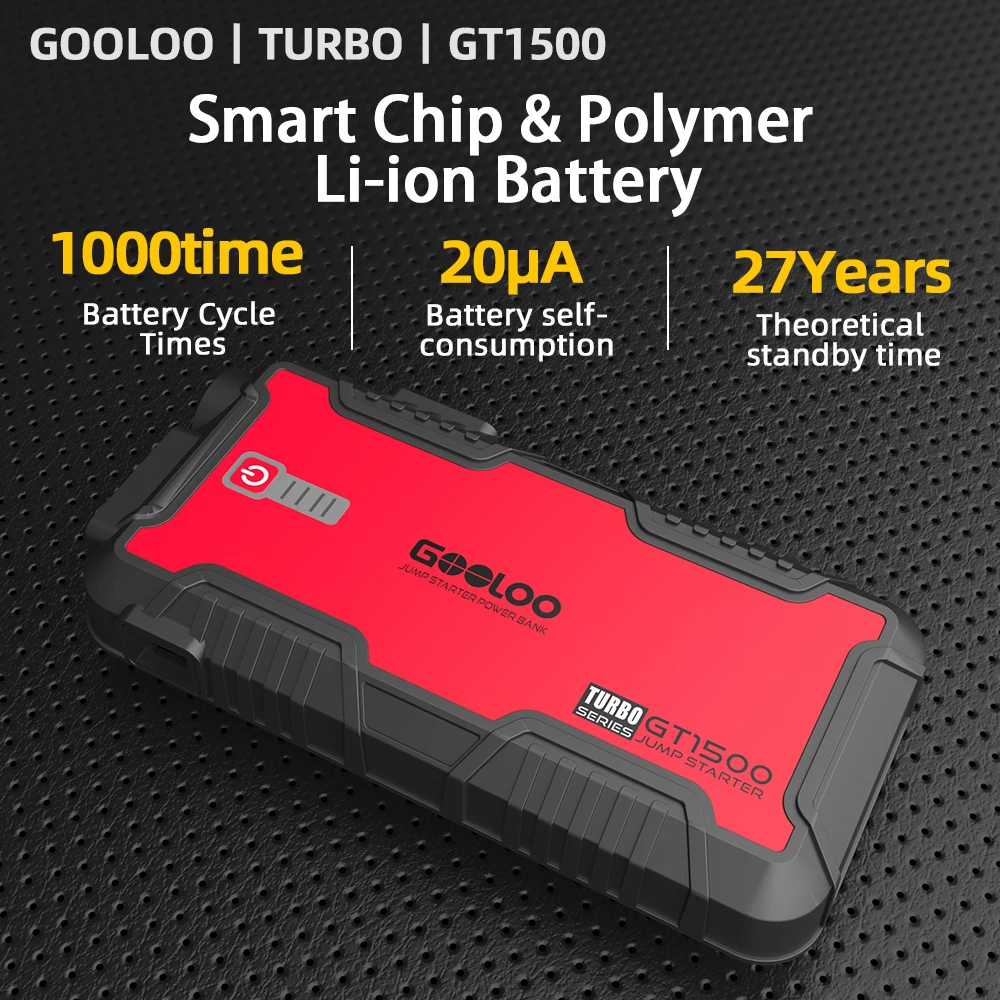 $50.50 GOOLOO Powerbank Battery 12V Vehicle Jump Starter Power Bank 1500A Peak Current Car Starting Device 15000A Motorcycle Booster