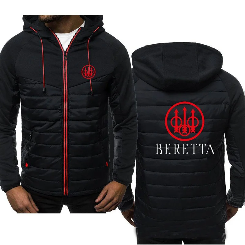 

2021 Winter Men's Hoodies BERETTA Logo Coat Zipper Hooded Jacket Cotton Coat Slim Fit Fashion Thicken Warm Outwear Man Tracksuit