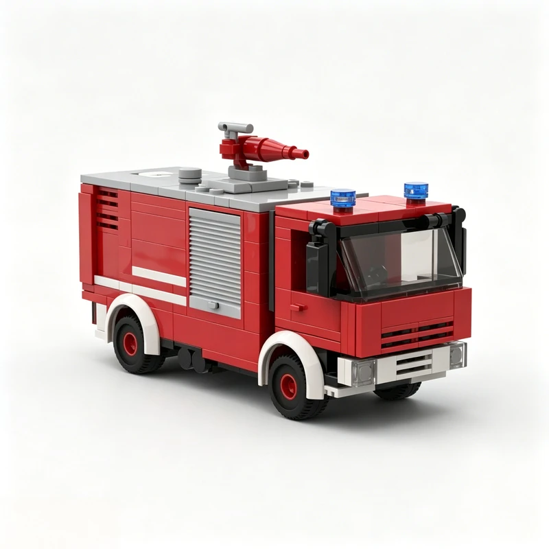 Фото Набор из 239 деталей MOC: Модульная модель пожарной машины Iveco EuroFire F-104, развивающий конструктор для детей, подарок на день рождения №3