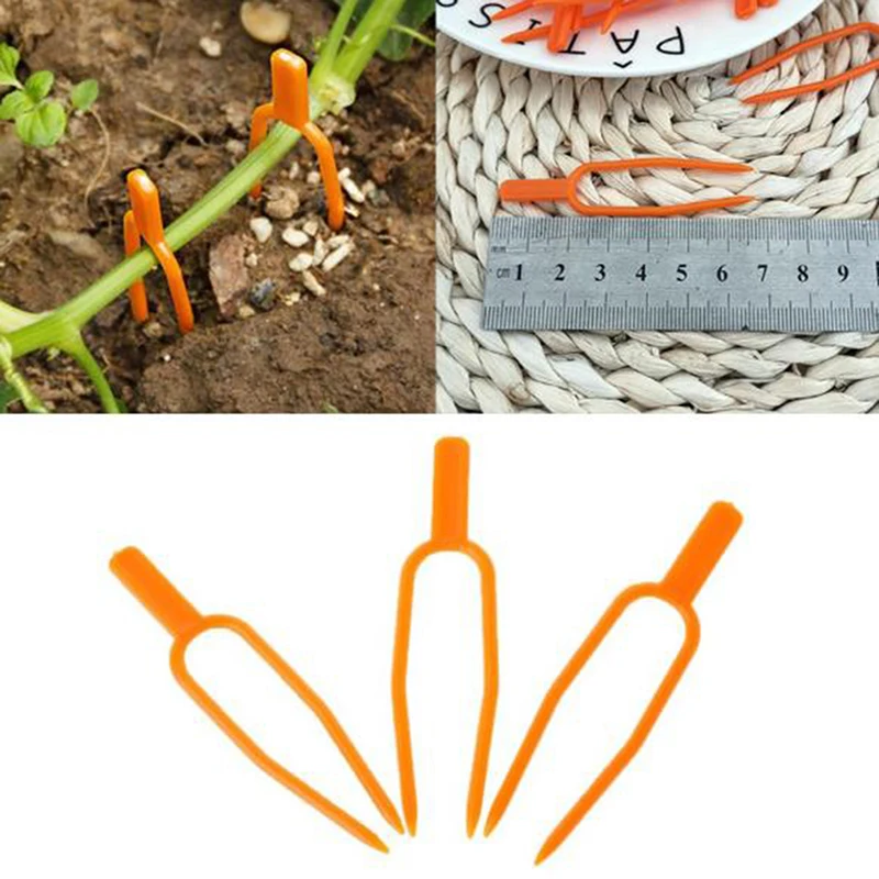 

100pcs Plastic Quality Plant Clips Stolons Fixing Fastening Fixture Clamp Strawberry Fork Farming Clip Garden Tools