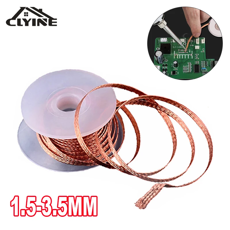  1.5-1.5mm Desoldering Mesh Braid Tape Copper Welding Point Solder Remover  Wire Soldering Wick Tin Lead Cord Flux For Soldering 