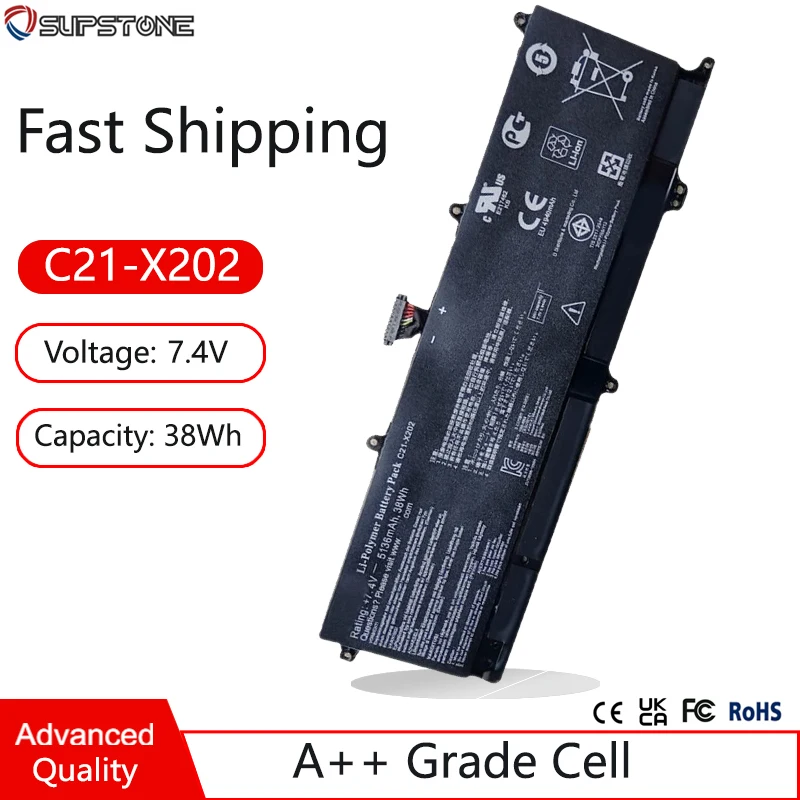 Новый аккумулятор для ноутбука C21-X202 Asus VivoBook F201E-KX068DU Q200E S200E X201E X202E S200L S200 KX068DU X202 CT158H