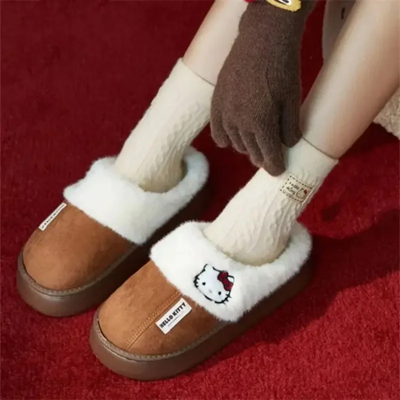 Sanrio Kawaii плюшевые тапочки Hello Kitty с героями мультфильмов женские осенне-зимние