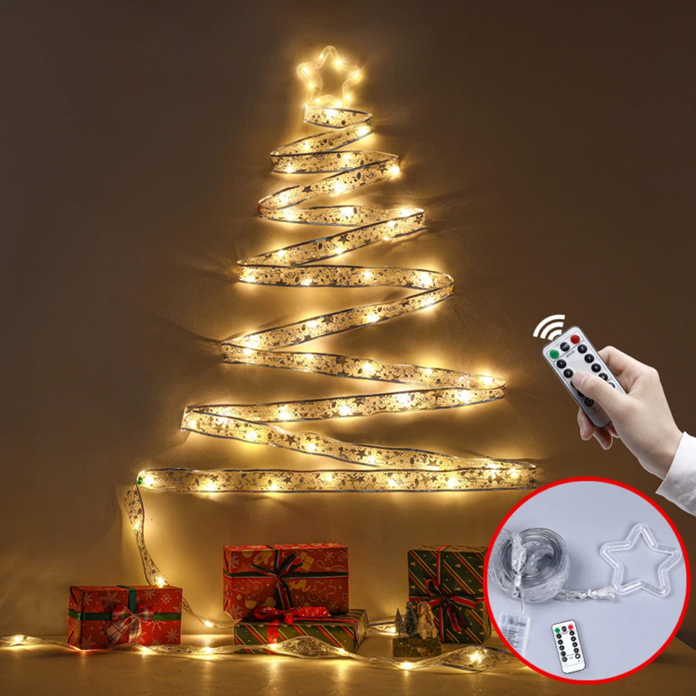 

LED Ribbon String Lights Waterproof DIY String Lamp Timing Bendable Star Mesh Cuttable with Remote Control Christmas Decoration
