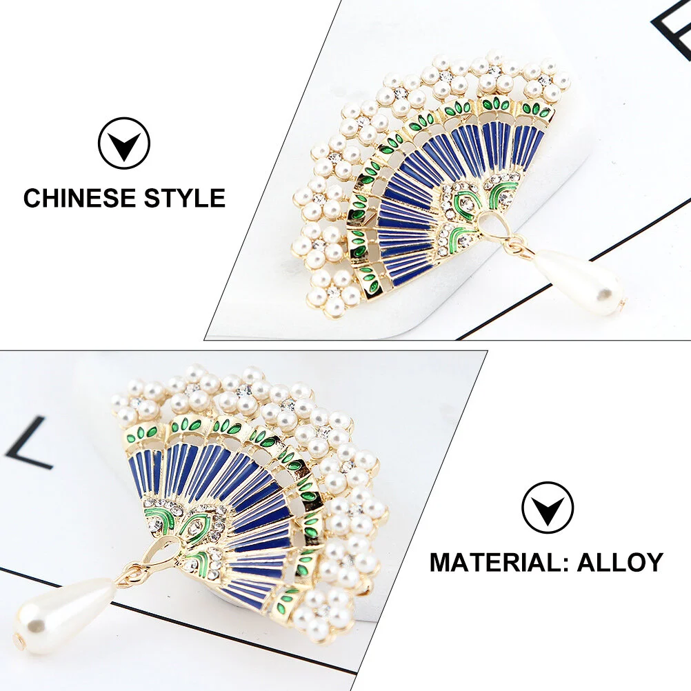 1 Pc Chinese Style Exquisite Brooch Retro Creative Fan Brooch (Assorted Color)