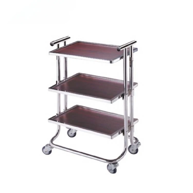 

3 Shelves Restaurant Hotel Service Cart Wood Metal Utility Cart Guestroom Beverage Food Service Liquor Trolley Liquor Wine Cart