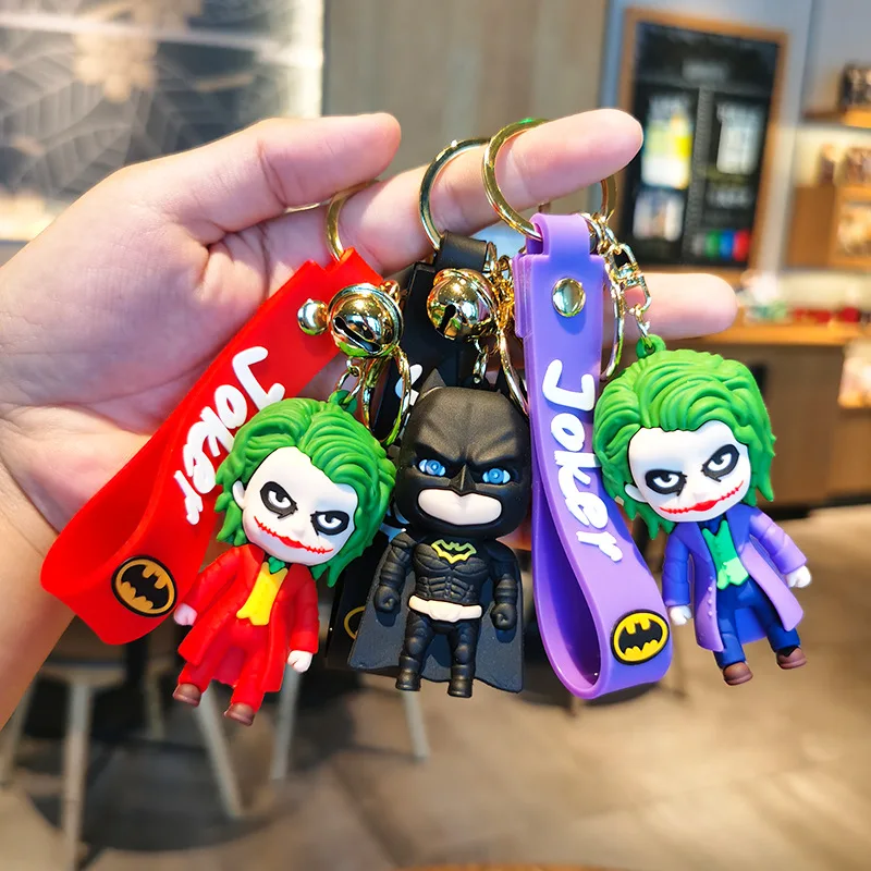 

Anime Cartoon Batman The Joker Dolls Keychain Cute Halloween Series Key Ring Pendant Ornaments Jewelry Gifts for Friends