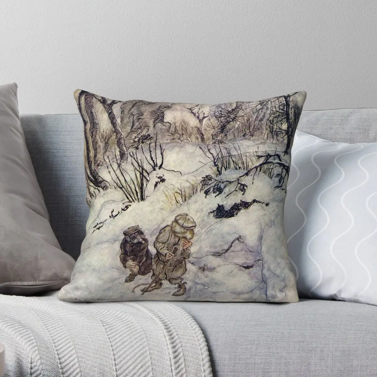 

Rat And Mole Lost Pillowcase Polyester Linen Velvet Creative Zip Decor Home Cushion Case