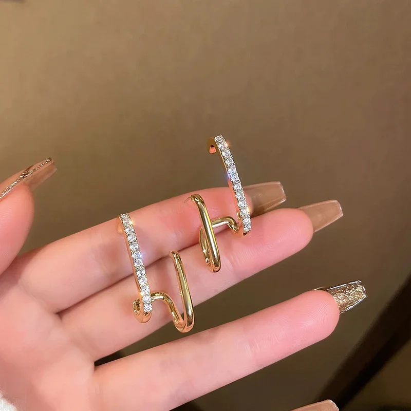 

сережки женские серьги тренд 2022 тренд новинка серьги Корейские модные нестандартные U-образные серьги золотого цвета для женщин, украшения для вечеринок с кристаллами, аксессуары для подарка на День святого Валентина