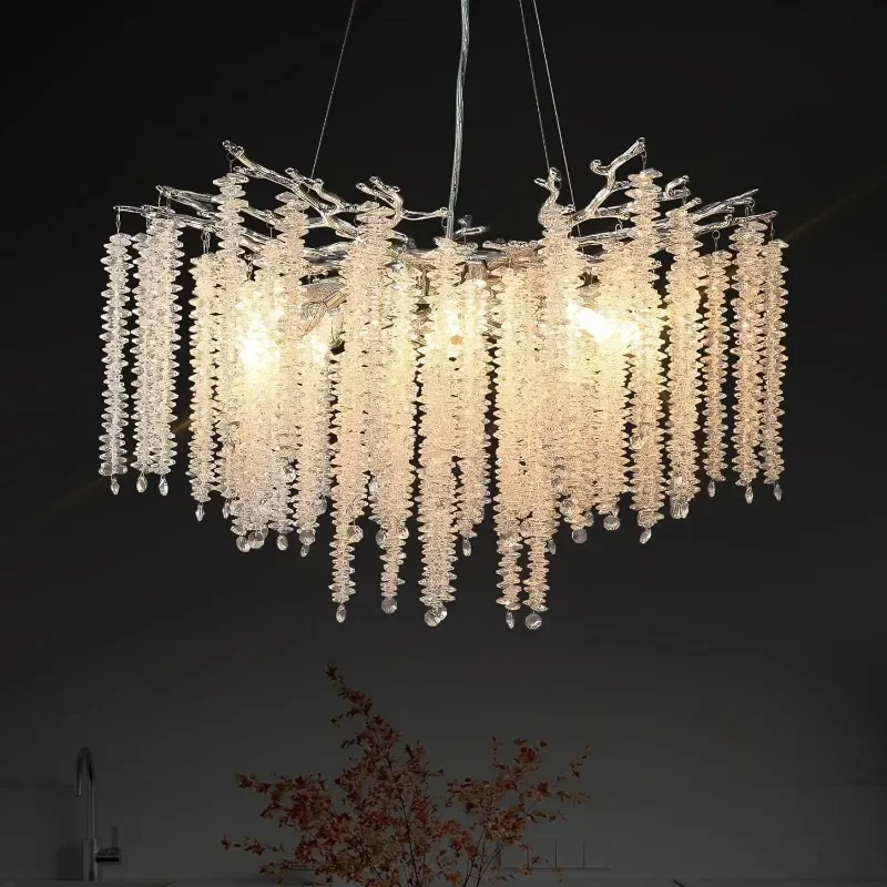 

Led Art Artpad Silver Crystal Room Bedroom Decoration Pendant Chandelier for Living Dining Light Electroplate Metal Lamp Fixture