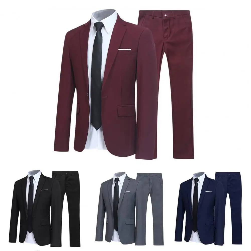 

Wedding Suit Set Clothes Men Suit Set Suit Wear-resistant Fashion Formal Lapel Pockets Suit