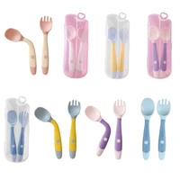 soft head spoon and fork for baby training 2 units short handle spoon fork set without bpa