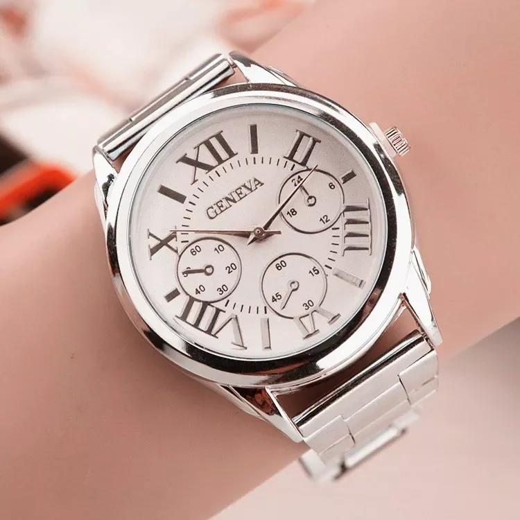 

Brand 3 Eyes Silver Geneva Casual Quartz Watch Women Stainless Steel Dress Watches Relogio Feminino Ladies Clock Hot Sale
