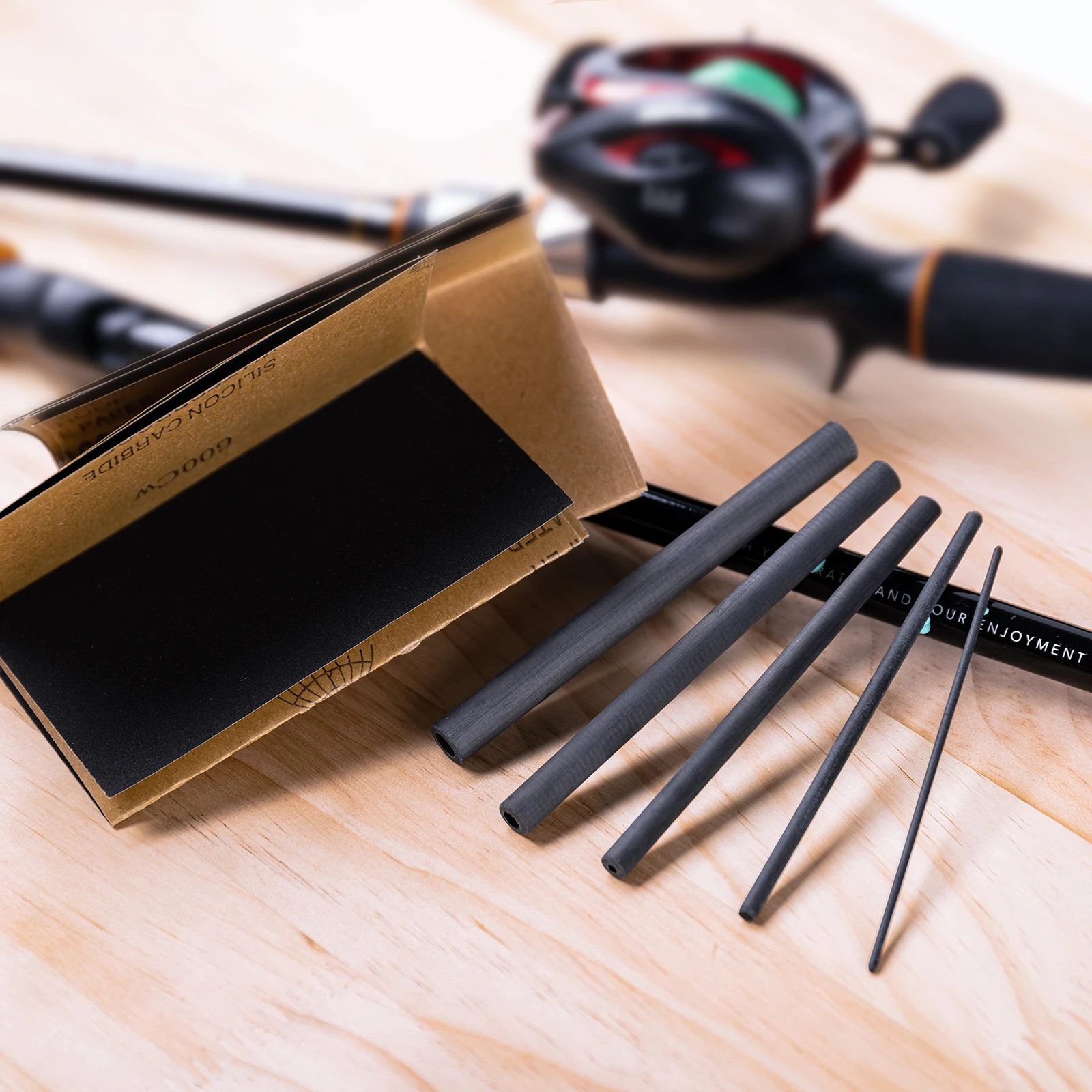 

Goture Fishing Rod Repair Accessories 11cm 5 Sizes Carbon Fiber Stick for Spinning Casting Rod with Sandpaper Fishing Tools