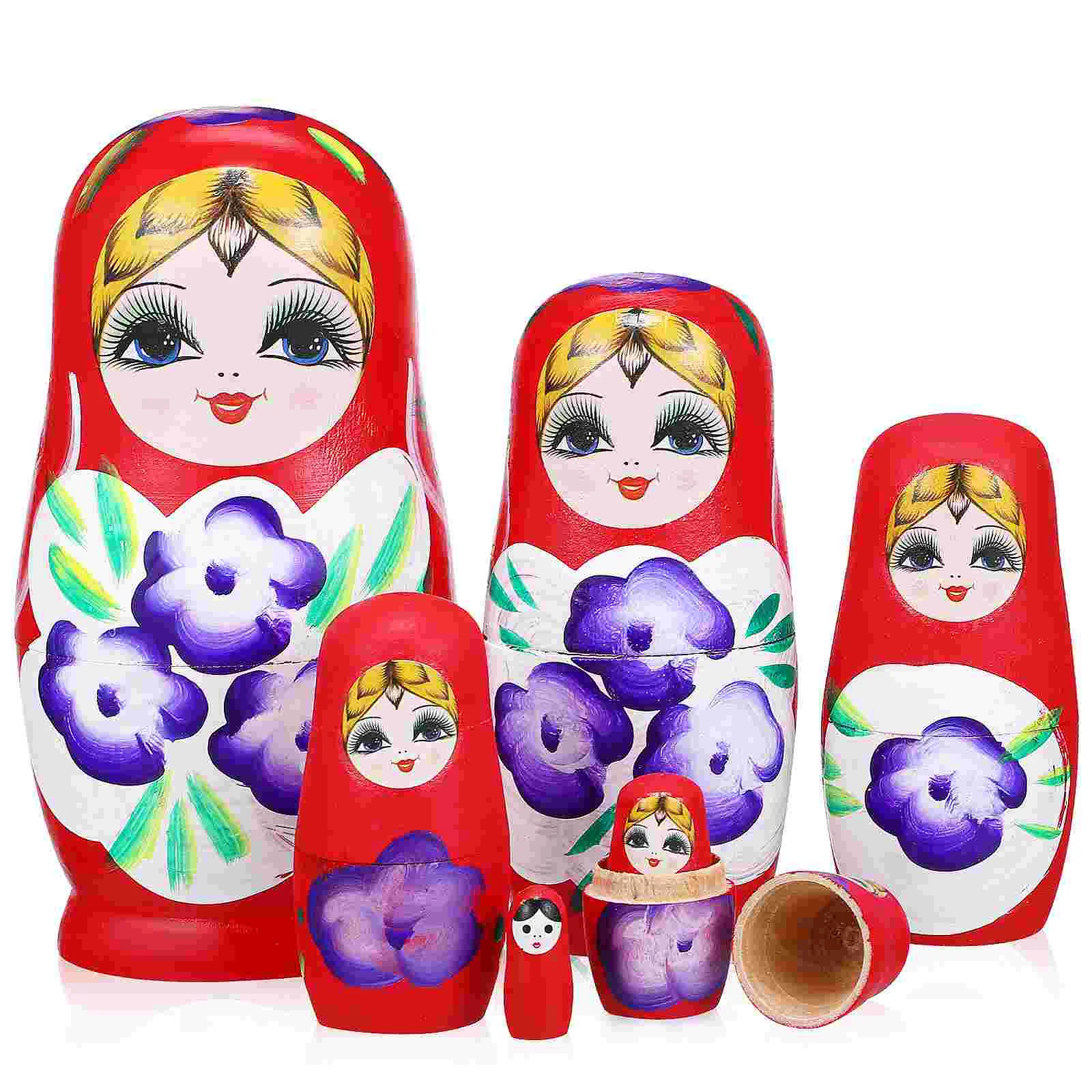 

7 Pcs Home Decor Nesting Toys Painted Desktop Adorns Russian Dolls Ornaments Decoration Decorative Stacking Child